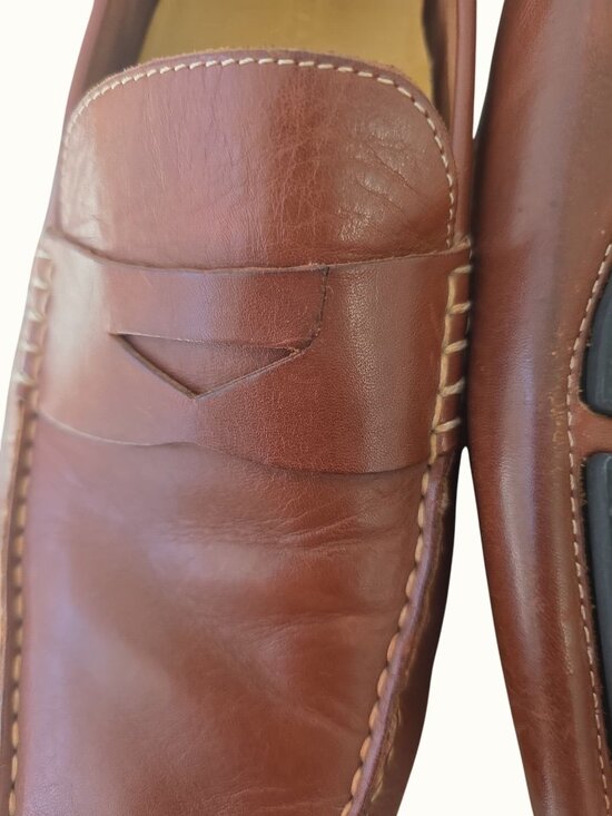 Cole Haan Mens 13M Cognac Brown Leather Driver Loafers Moc Toe Repaired Vamp main image 13